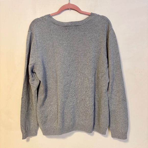 Karen Scott Cable Knit V Neck Henley Long Sleeve Sweater Grey Womens Size XL - Picture 2 of 3
